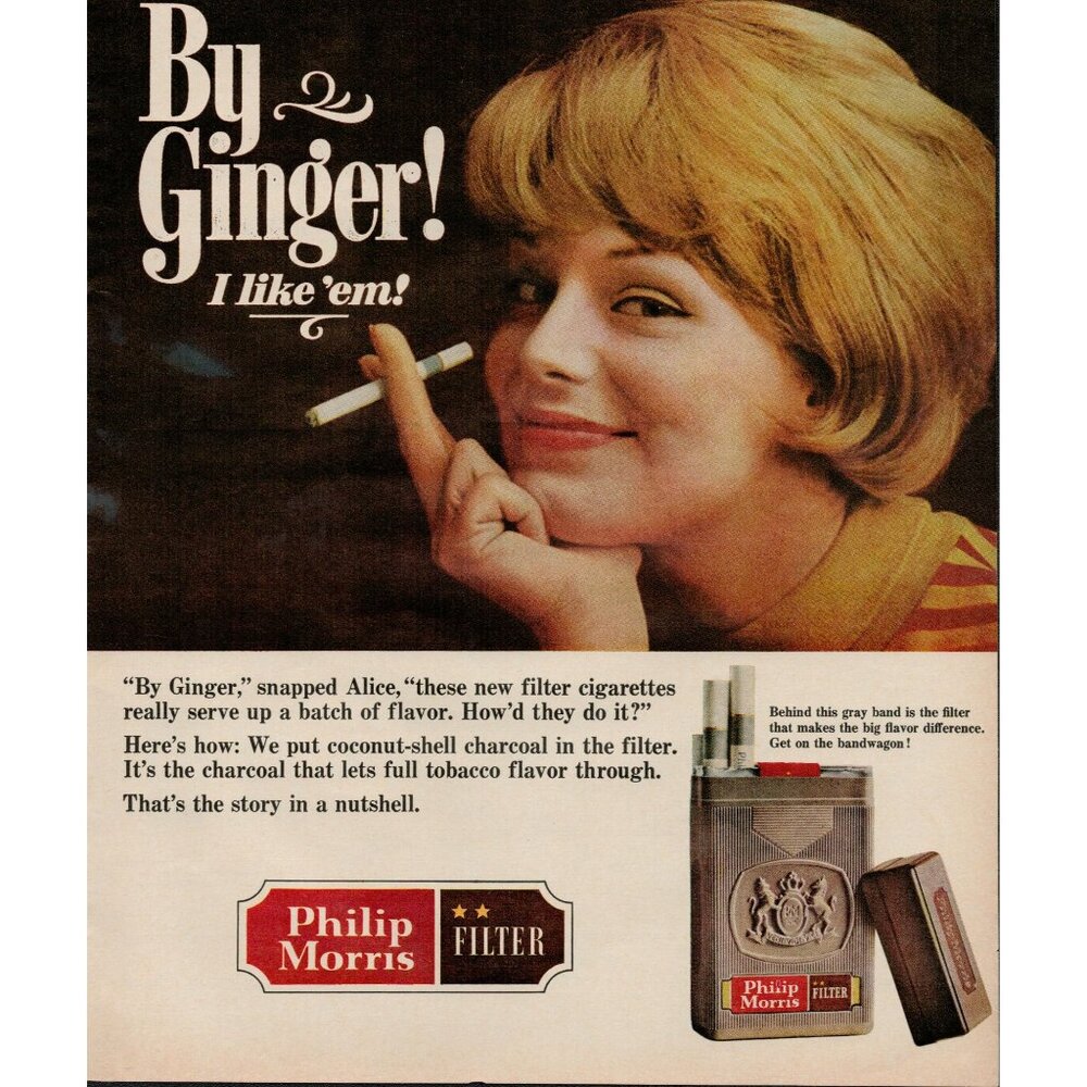 1965 Philip Morris filter cigarettes Vintage Print Ad (L21)
